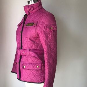 Barbour Pink Quilted Coat Jacket belted size 10